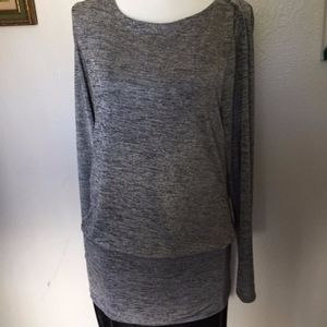White House Black Market Gray Long Sleeve Top